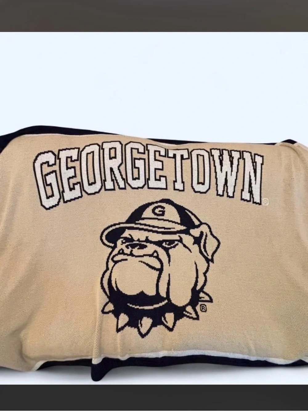 Georgetown Bulldog Logo Throw Blanket in Tan and Black